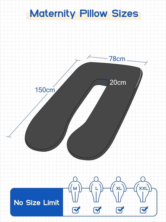 AS AWESLING Pregnancy Pillow, U-Shaped Pillow, Nursing Support and Pregnancy Pillow for Pregnant Women, with Removable Velvet Cover (Grey