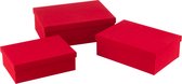 J-Line Set Van 3 Dozen Rechthoekig Fluweel Papier Rood