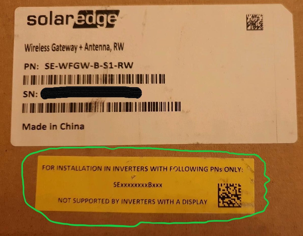 SolarEdge - Wireless Gateway + Antenna, RW - SEWFGWBS1RW