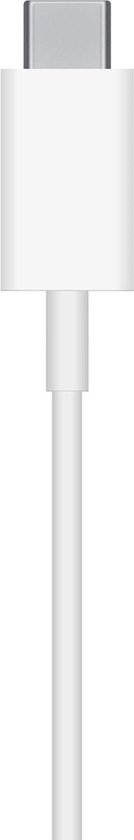 Câble USB-C blanc avec un connecteur blanc.