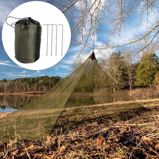 BORDEAG Moustiquaire De Camping Imperméable Léger 220x120x100cm - Avec Fermeture Éclair, Clous Et Sac De Transport Noir