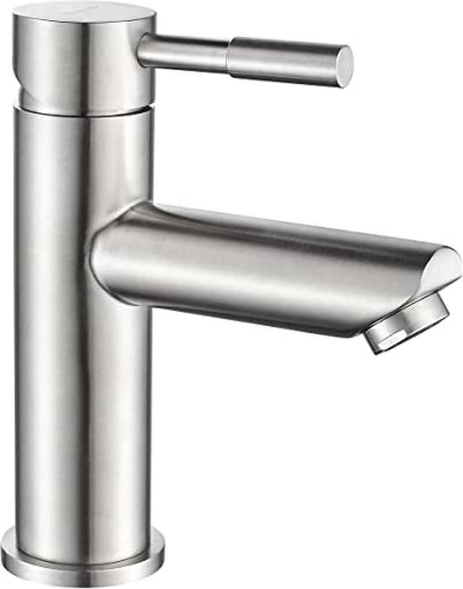 Wastafelkraan 304 Roestvrijstalen Badkamerkraan - Eengreeps Waterkraan - Polished Nickel
