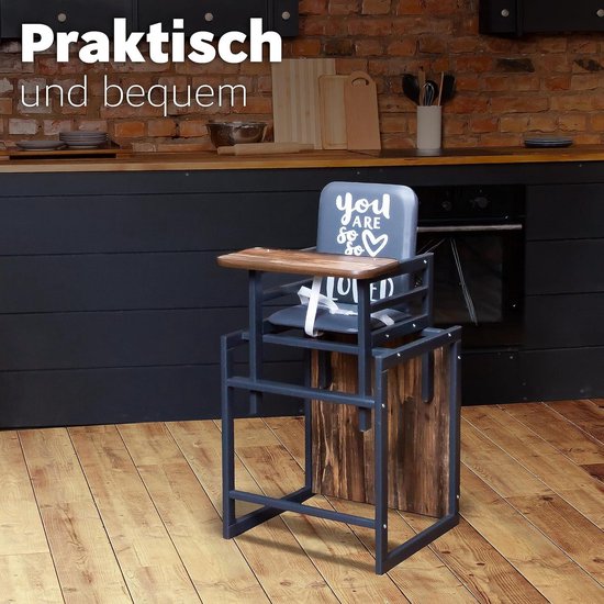 Kindercombi-kinderstoel 2-in-1 babystoel van hout - inklapbaar - stoel en tafel - vanaf 6 maanden tot 5 jaar - wit van Kinder — afbeelding 2