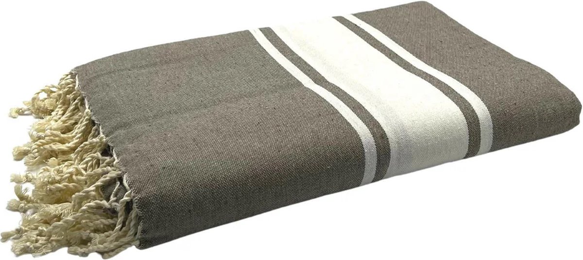 Foutas - strandlaken - hamamdoek - XXL Classic "Taupe" - beige - 300 cm op 200 cm