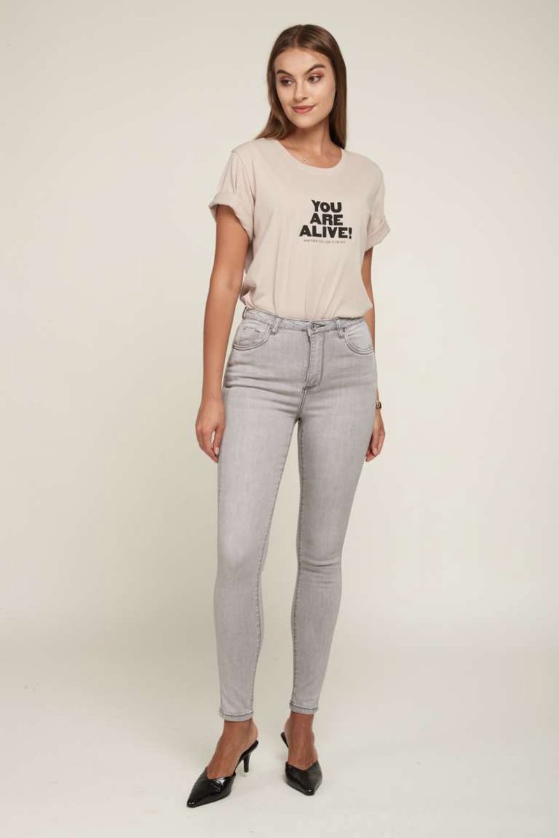 Broek Toxik3 hoge taille light grey slim fit L185