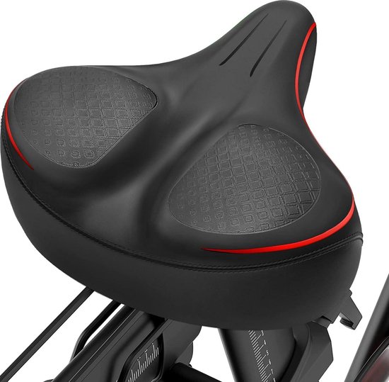 Selle De Vélo Surdimensionnée Xmifer – Extra Large, Mousse Mémoire, Double Suspension – Imperméable, Bande Réfléchissante – Homme Et Femme
