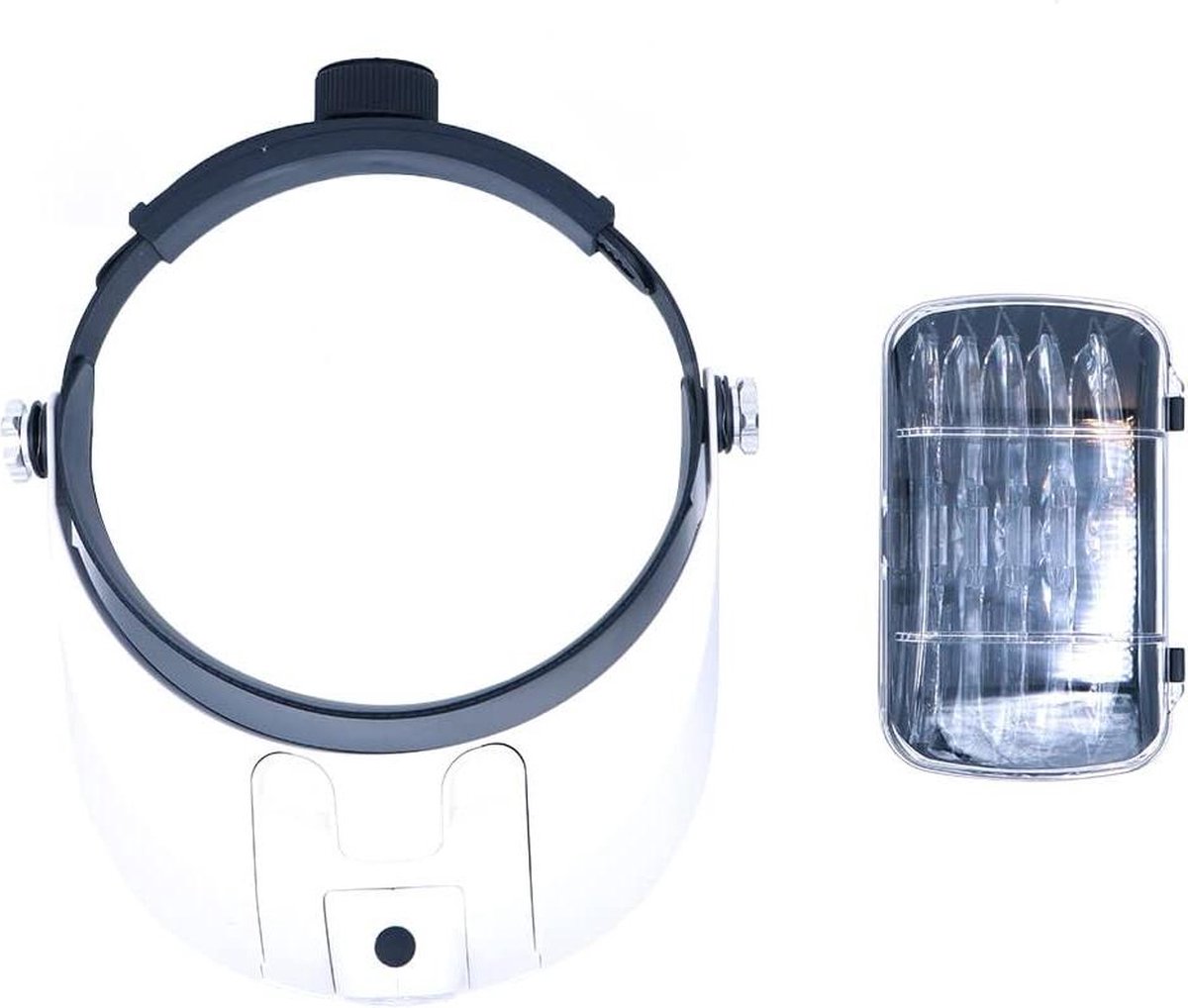 Handsfree hoofdbandvergrootglas met ledlicht - tot 35 x vergroting - 2 ledlampen - 5 afneembare lenzen - leesloep voor lezen, sieraden en elektronische reparatie