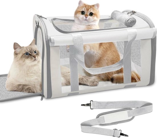 Fudajo foldable grey pet transport box, size XL (82x56x58cm), with carry handle/cover