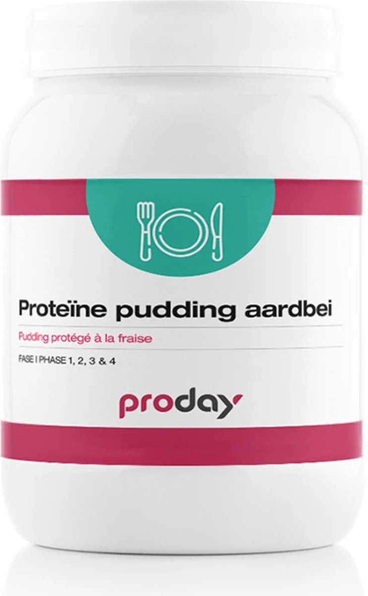 Goedkoopste Proday - Makkelijk en gezond afvallen - Proteine pudding - Eiwitrijk & koolhydraatarm - Aardbei - 17 porties - 450 gram