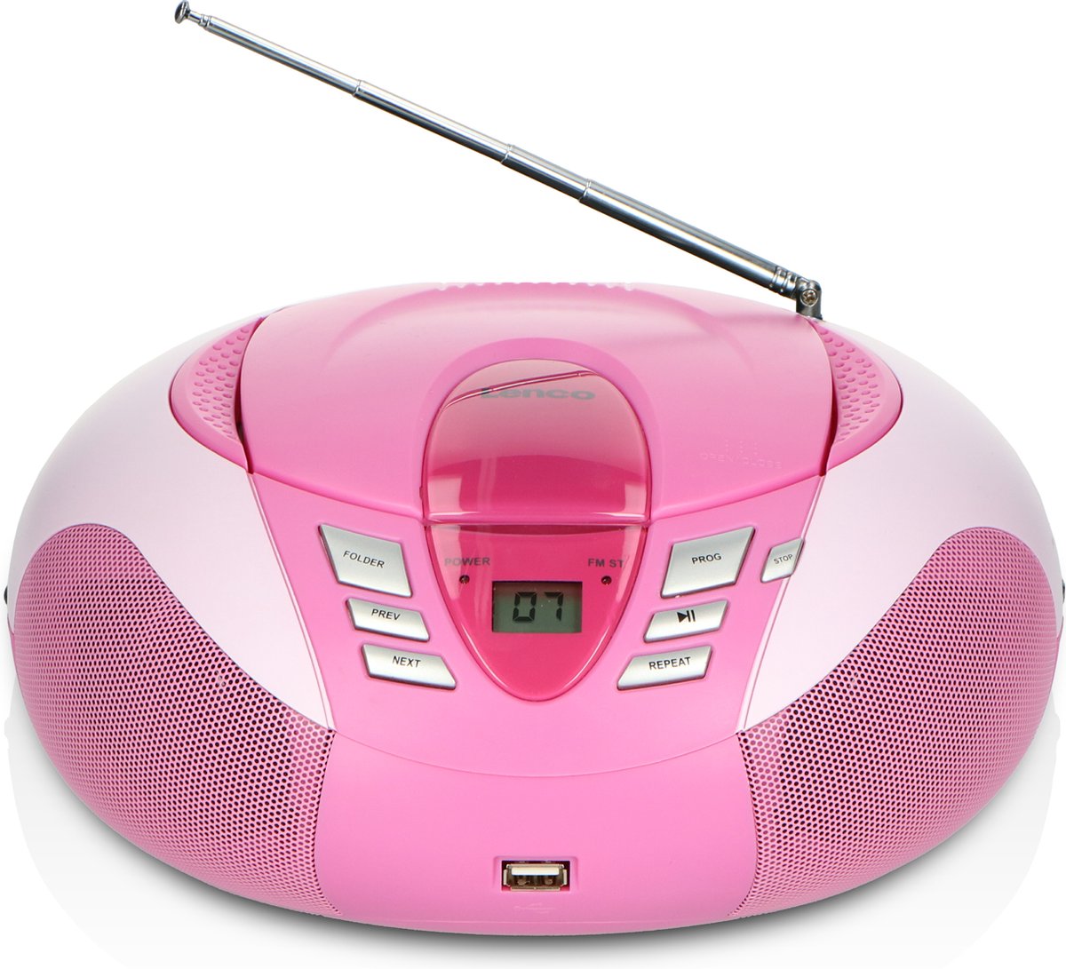 Lenco SCD-37 - Draagbare radio CD speler met MP3 optie en USB - Roze thumbnail 2