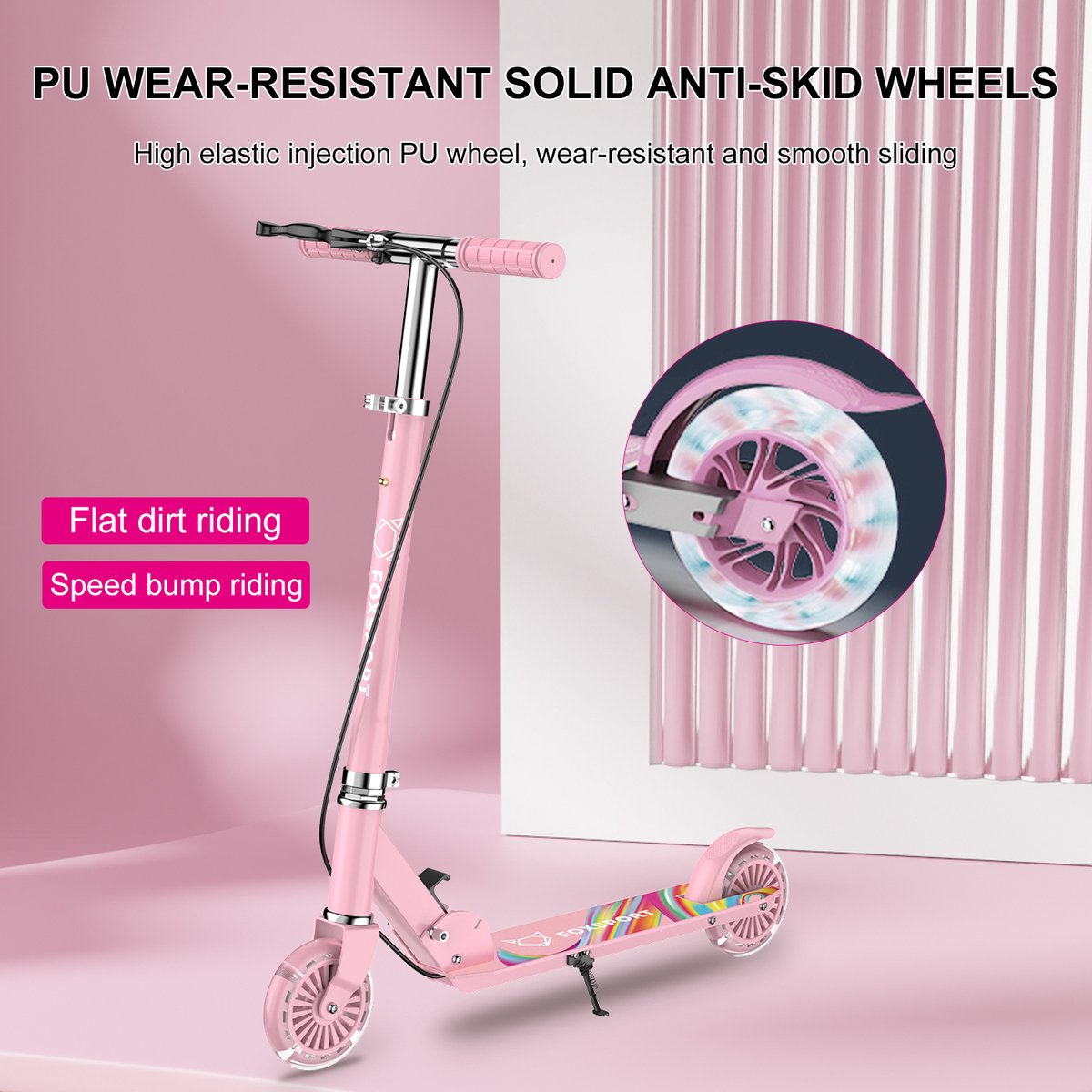 FOXSPORT Kinderstepjes - Kinderstep - Step - Kinderscooter - Draagkracht tot 100 kg - Kick Step - Voor Jongens en Meisjes - Vanaf 3-12 Jaar - Drie instelbare hoogte-opties - roze thumbnail 5