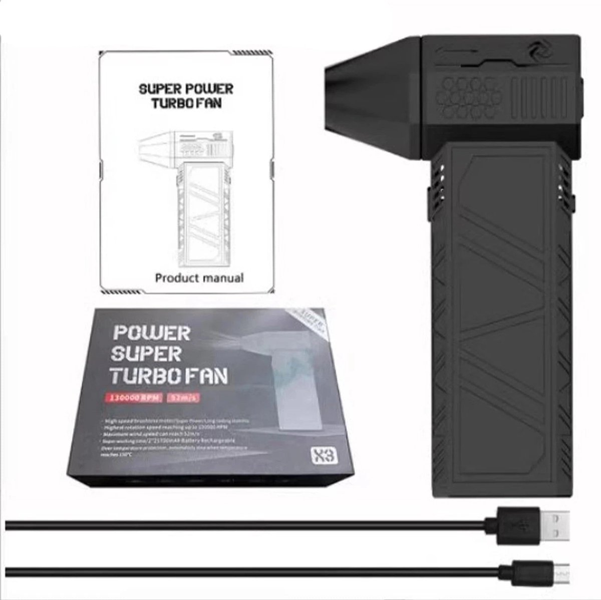Mini Turbo Blawer, 130,000 rpm, Portable Handheld Turbo Jet Fan, Wireless Electric Air Blower for Cleaning, Camping, Outdoor, Car (PRO Version TYPE-C 100W Charging