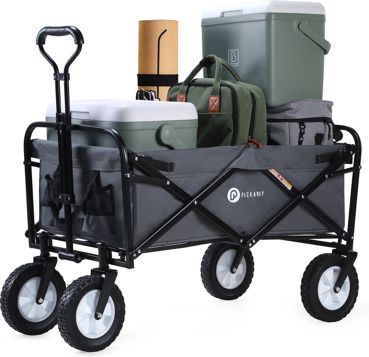 Packaway Opvouwbare Bolderkar van Wasbaar Polyester tot 70KG – 98 x 53 cm – GRIJS