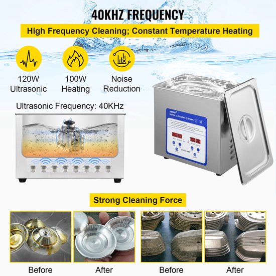 Ultrasoonreinigers - Professioneel en efficiënt 3 liter ultrasone reiniger - 40 kHz, verwarmd reservoir,... Amazon.nl: Ultrasone Reiniger