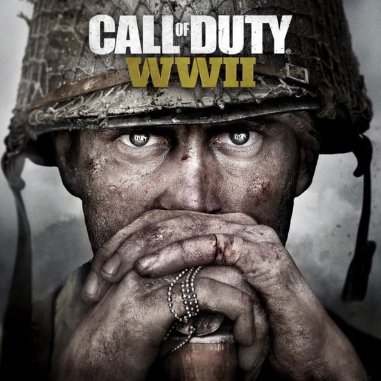 Call of Duty: WWII cover art met soldaat met helm.