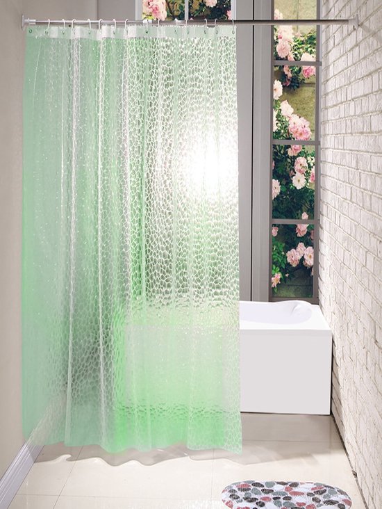 Boho Extra Long Rideau de Douche 180 x 200 cm xl Coton Lin Leibele Ceinture Grenouille Tissu Rideau de Douche Ensemble avec Crochet pour Vintage Country Home Salle de Bain Décor, Épais et Ride- Grijs