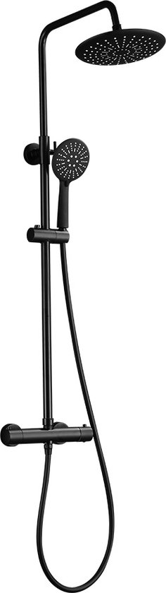 WEBO Doucheset - EUPHORIA Regendouche Mat zwart - Doucheset Met Thermostaatkraan