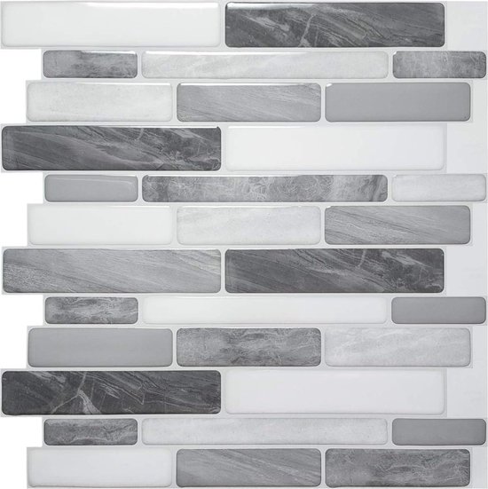 Froadp 10 Stuks Tegel Stickers 3D Zelfklevende Tegels Schil en Plak Tegelstickers Keuken Backsplash Muurstickers Mozaïek Tegels Wandpanelenvoor Keuken Badkamer Slaapkamer (30x30cm, Grijs