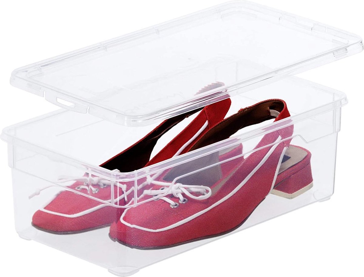 Famanu - Clear Set van 4 opbergdozen 5l met deksel, Kunststof (PP) BPA-vrij, transparante, 4 x 5l (33.0 x 19.0 x 11.0 cm)