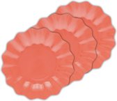 Givi Italia Feestbordjes/gebaksbordjes - schulprand - 40x - koraal roze - rond - papier/karton - 21 cm - kinderfeestje