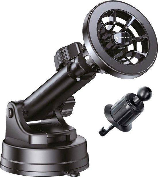 Forcell - Support de téléphone magnétique pour voiture - Filtre à air - Compatible avec l'aimant Magsafe - Avec ventouse - Zwart