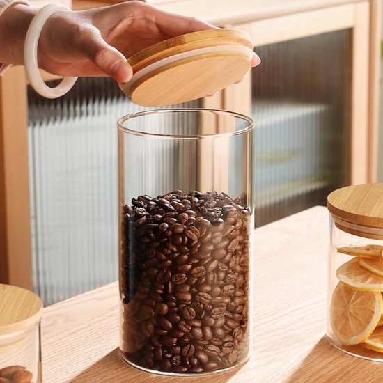 Secret de Gourmet - Keuken voorraadbussen/potten glas/hout set 3x stuk