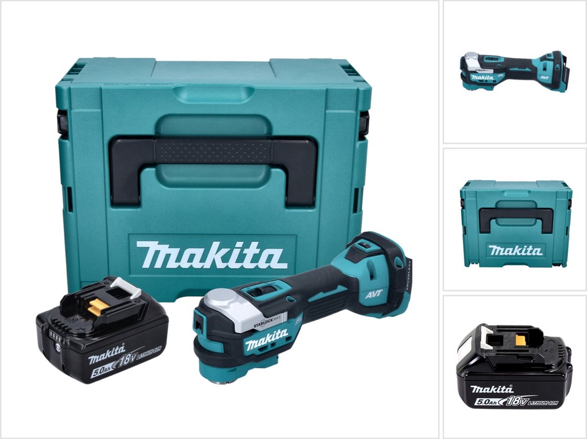 Makita DTM 52 T1J accu multifunctioneel gereedschap 18 V Starlock Max Brushless + 1x accu 5,0 Ah + Makpac - zonder oplader