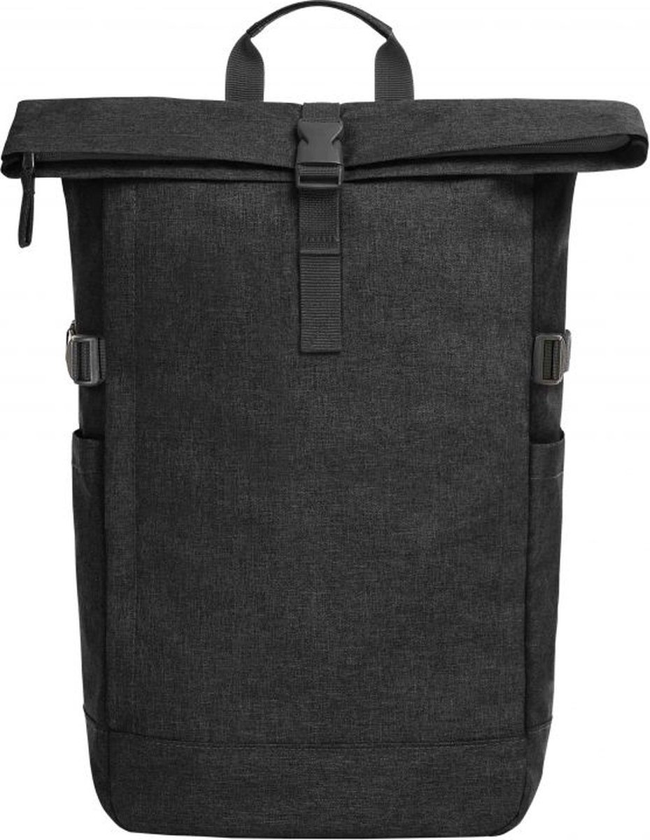 Notebook rugzak - zwart gemêleerd - 32 Liter - 47 x 30 x 16 cm - 17 inch laptop - gerecycled materiaal - praktisch - Halfar - Circle