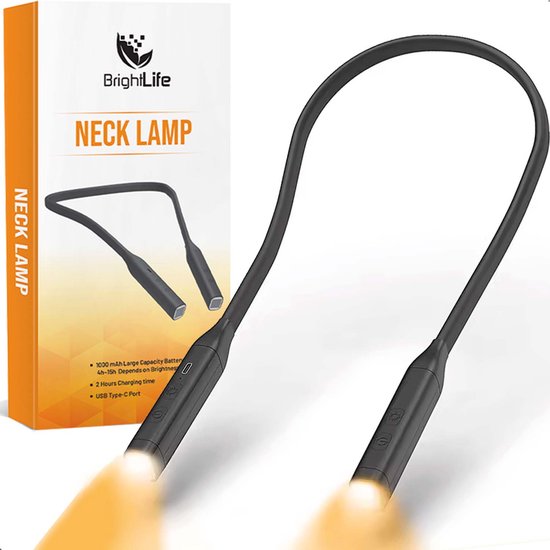 BrightLife Leeslampje voor in Bed - Neklamp voor Boek - Dimbaar – USB Oplaadbaar - 3 Lichtstanden – Alternatief zonder Klem