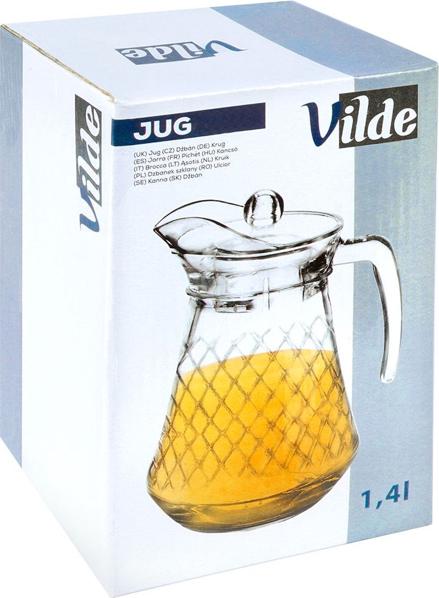 Karaf Glas met Deksel 1,4 l - Kan - Waterkaraf voor Fruitwater - Waterkan - Drinkkan — cadeau in Koken & Dineren - foto 4