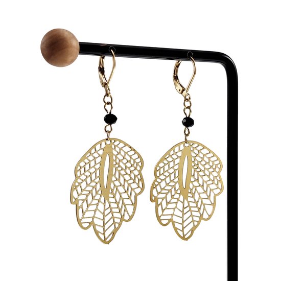 Boucles D'oreilles Longues Pendantes En Métal Doré - Fermoir Dormeuse, Occasion