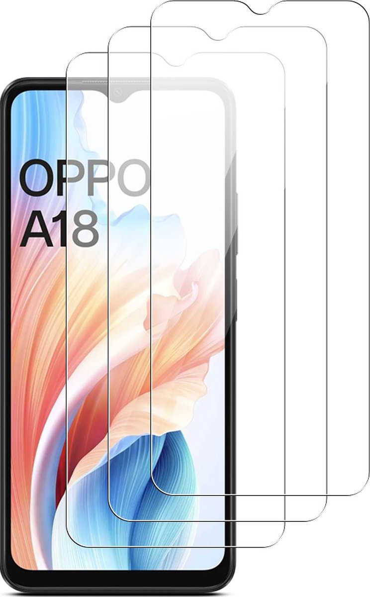 Mobigear Screenprotector geschikt voor OPPO A18 | Mobigear Screenprotector Folie - Case Friendly (3-Pack)