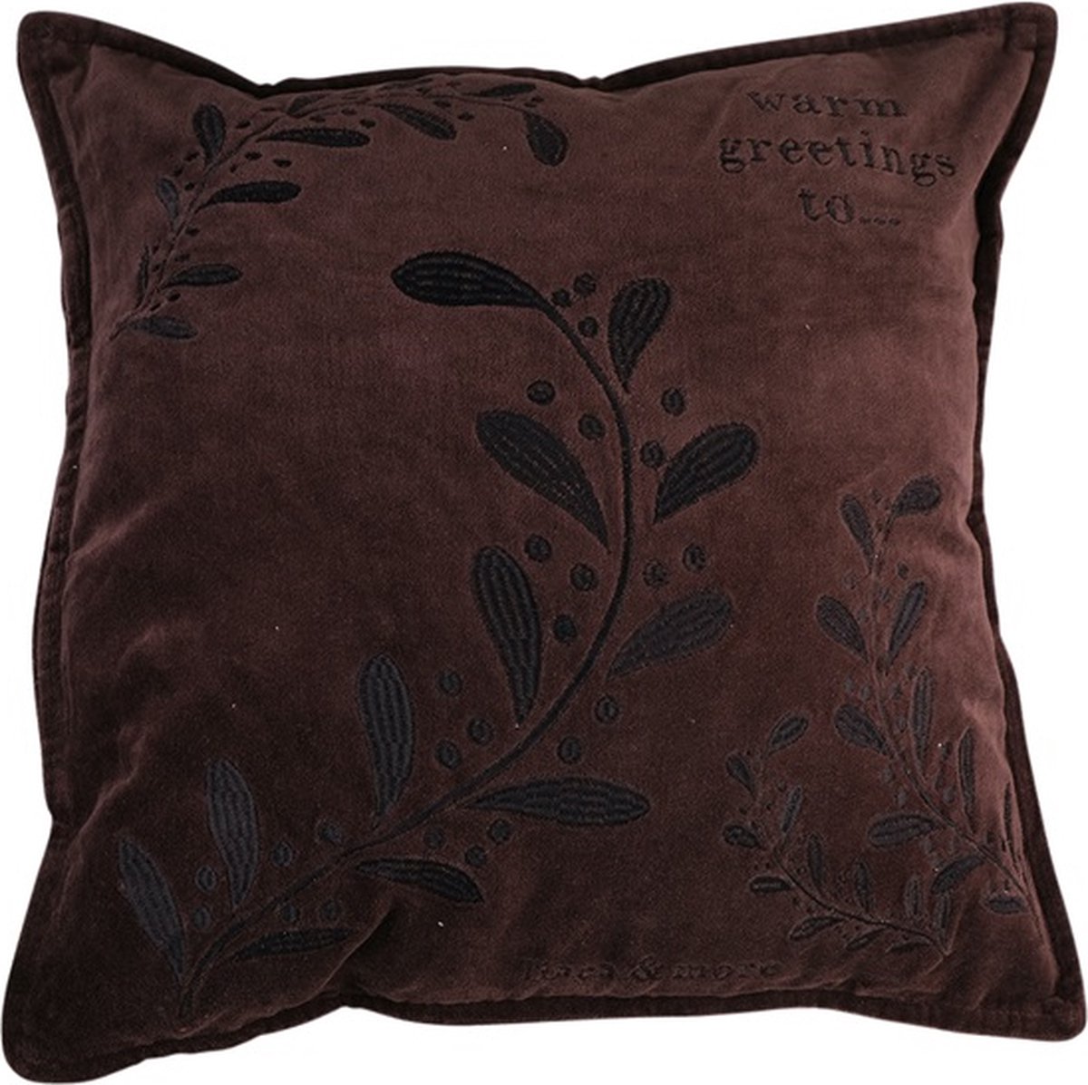 Linen & More Kussen Warm Greetings Velvet Bruin | 50 X 50 | Sierkussen Voor Woonkamer Of Slaapkamer