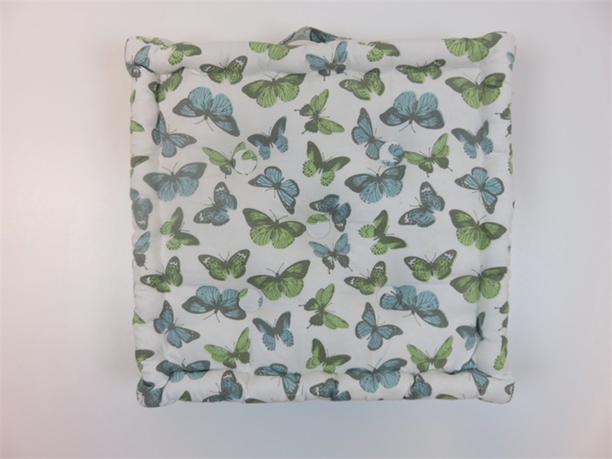 Linen & More Mattress Butterfly Aqu | 40 X 40 | Sierkussen Voor Woonkamer Of Slaapkamer Groen