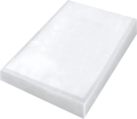 Een stapel witte vacuümzakken met reliëf.