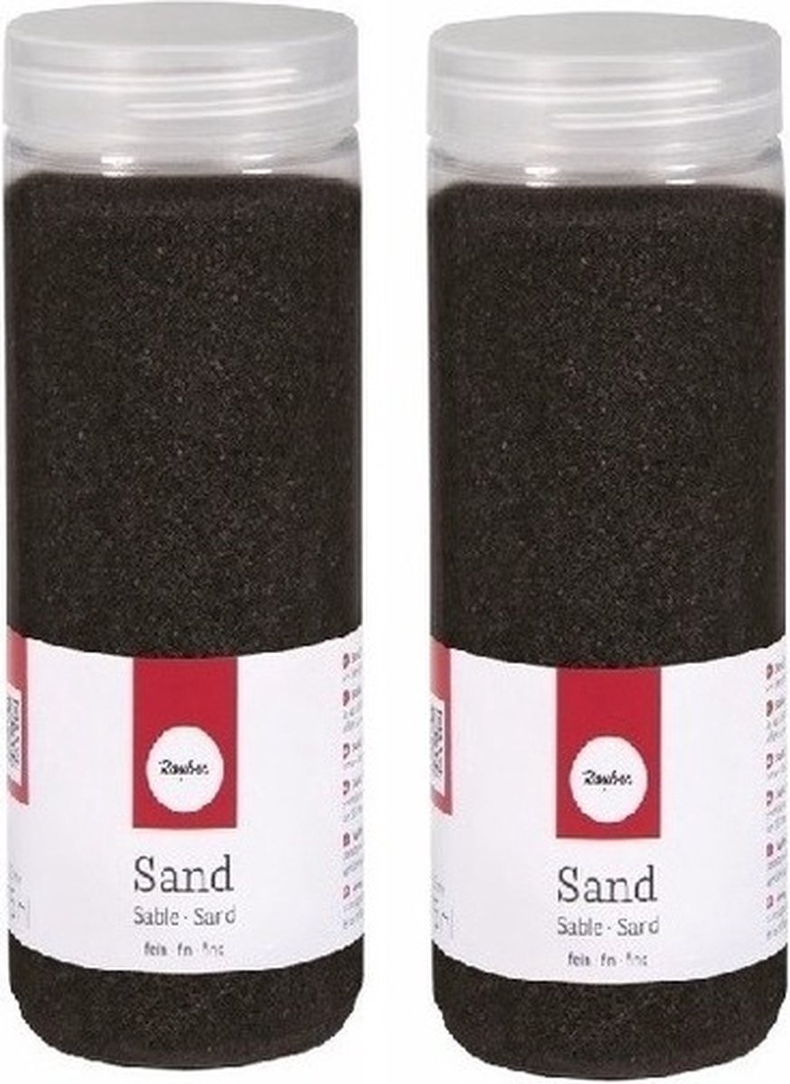 Rayher hobby Fijn decoratie zand korrels - 2x - zwart - 475 ml - zandkorrels - knutselmateriaal - 0.1 tot 0.5 mm