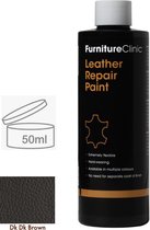 Leer reparatie Verf 2 in 1 Donker Bruin 50ml | Furniture Clinic | Leather Repair Paint 2 in 1 Dark Brown 50ml | Verf en Top Coat in 1 | Geschikt voor leren banken, leren autostoelen, schoenen, handtassen en meer | Paint and Top Coat in 1 | Leder Verf