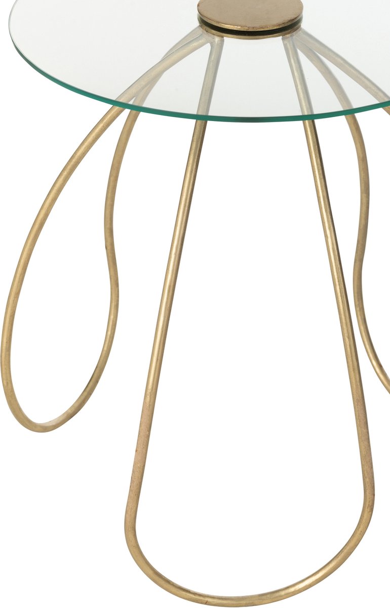 J-Line tafel Rond - metaal/glas - goud - 2 stuks