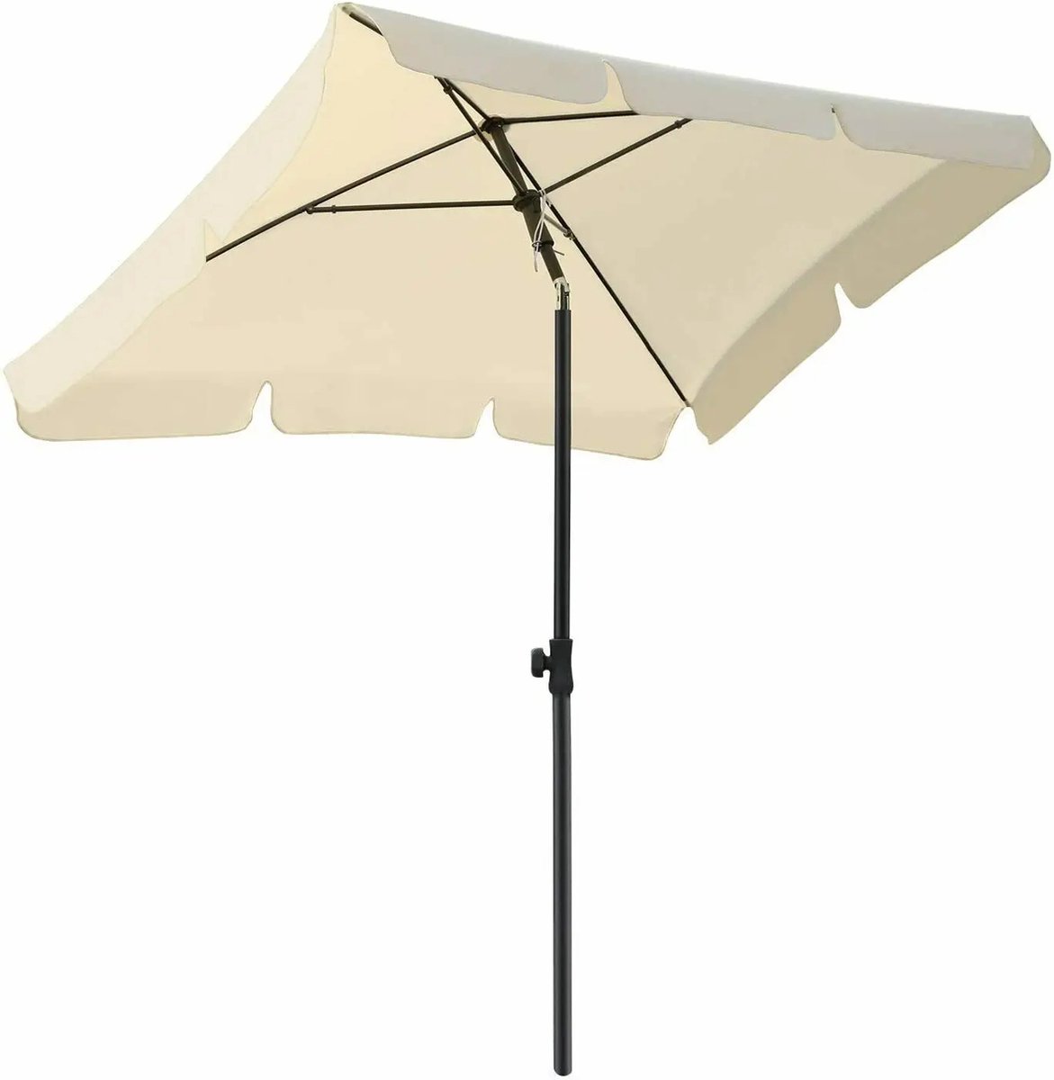 Folding rectangular cream white parasol canopy with UV protection and rainproof features, suitable for patio, garden, and market use.
