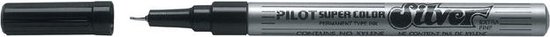 Zilveren Pilot Super Color stift met Extra Fine tip en dop.