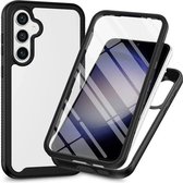 Coque avec protecteur d'écran intégré adaptée au Samsung Galaxy A35 | Protection antichute Full Protect | Housse de protection antichoc contre les chutes | Antichoc | Clair / Noir