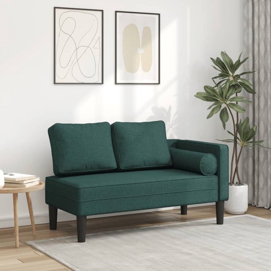 Chaise longue avec coussins gris foncé tissu | -fr