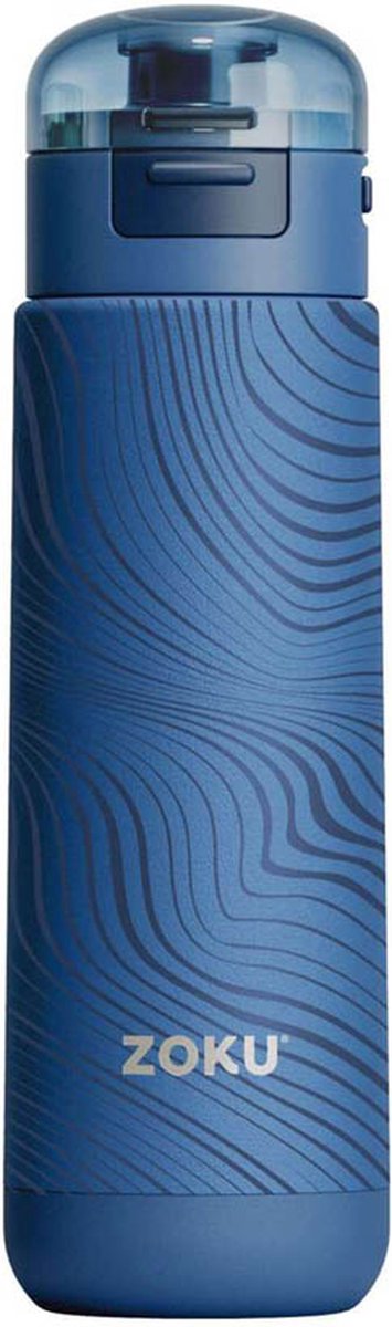 Thermosbeker, 0.5 L, RVS/Polypropyleen, BPA vrij, Blauw met Print - Zoku