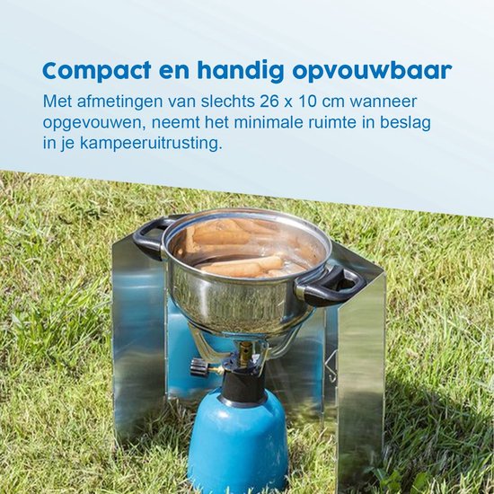 ProPlus Windvrij Kookscherm - 49x26cm - 5 delig - Anti-spatscherm - Vlambeveiligers - Campingscherm - Gasbrandschild - Warmtebeheerscherm - Buitenkeuken - Campingaccessoires van ProPlus — afbeelding 3