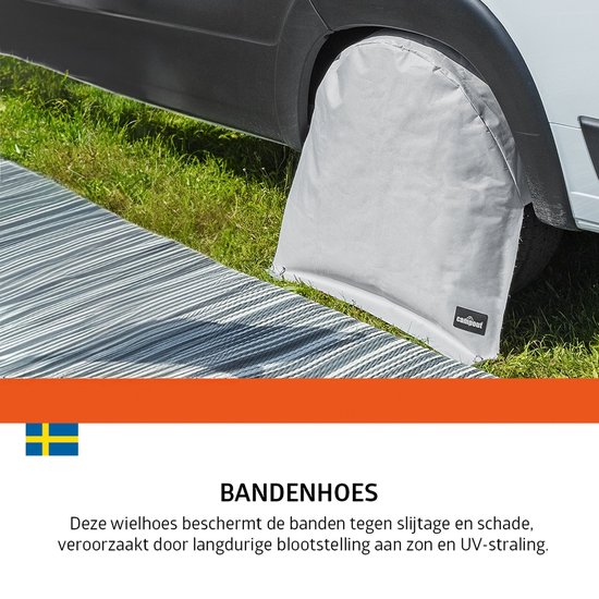 Campout Wielhoes XL - 13-14", 65 cm - Wielkast - Bandenhoes - Banden cover - Boogscherm - Wielbeschermer - Polyesterweefsel - Inclusief metalen haringen - Grijs van Campout — afbeelding 5