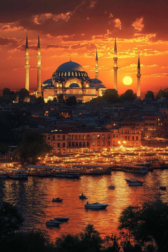 Istanbul Poster | Mosquée Affiche | Sainte-Sophie Poster | Affiche Culture | Histoire Affiche | Affiche de voyage | Affiche emblématique | Paysage urbain, affiche | 61x91cm | Décoration murale | Affiche murale | Convient pour l'encadrement