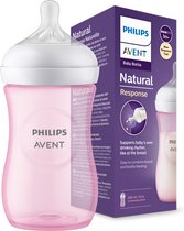 Bol.com Philips Avent - Babyfles - Natural Response - 1 stuk - Roze - 260ml aanbieding