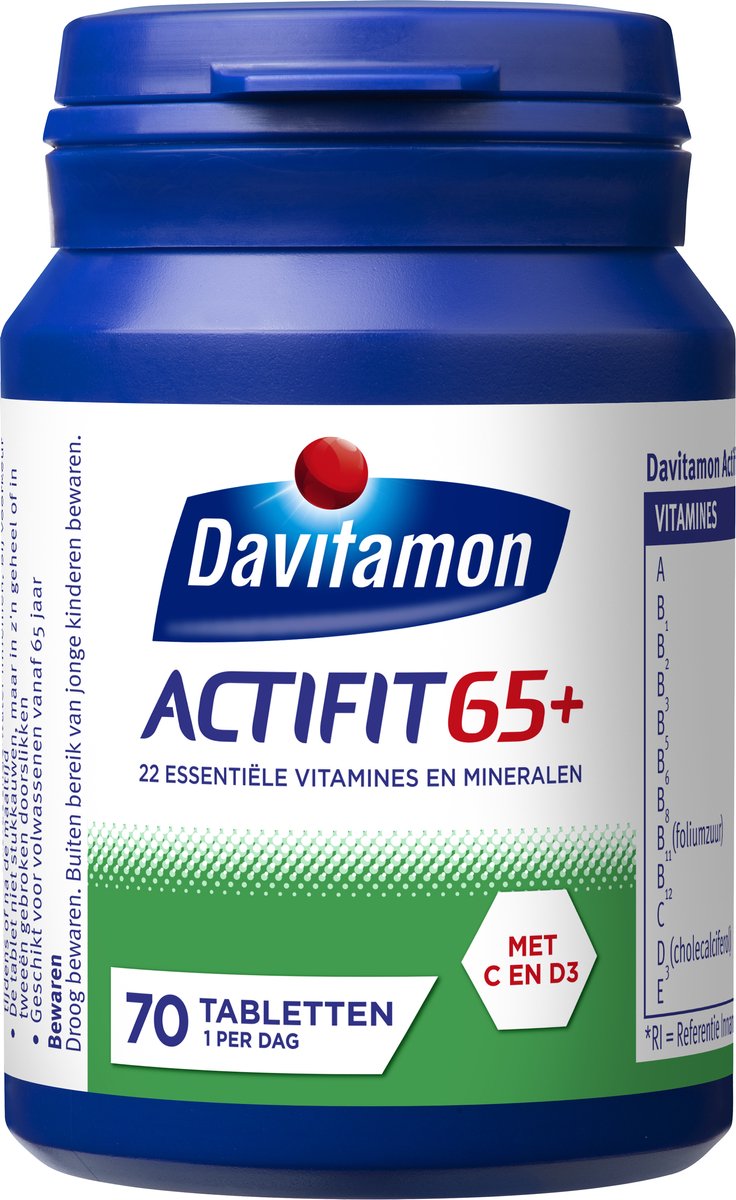 Bol.com Davitamon Actifit 65+ - Multivitamine voor 60 plussers  - 70 tabletten - Voedingssupplement aanbieding