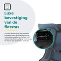Luxe bevestiging van de fietsstas met verende knijpklemmen.