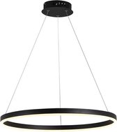 WoonWonder Lampe suspendue LED à intensité variable pour table à manger - Lampe suspendue Design - Moderne - Variateur d'intensité inclus. télécommande - Ø 80 cm - Zwart - Salon | Chambre à coucher | Cuisine